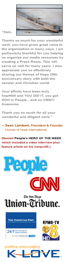 Homes of Hope International - client testimonial by Sean Lambert for Sam Jernigan and Renaissance Consultations