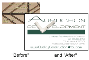 Matt's card before & after