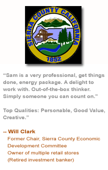 Will Clark former Chair of Sierra County Economic Development Council endorsement for Sam Jernigan and Renaissance Consultations